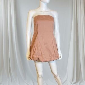 Fashion Nova Strapless Tan Dress